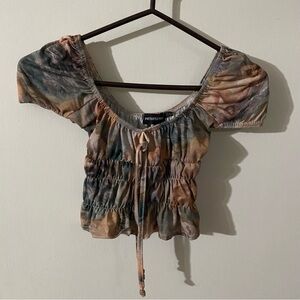 PrettyLittleThing Earthy Tones Ruched Crop Top